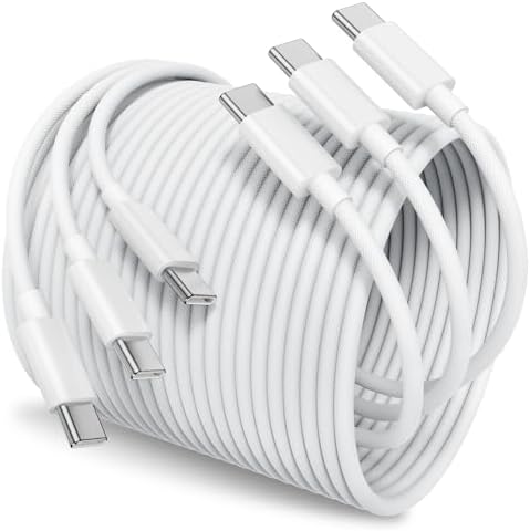 Apple i Phone 15 Charger Cable Trio – 6 ft USB-C to USB-C Fast Charging Set for i Phone 15, Mac Book & i Pad 12.9 – Superior Durability & Enhanced Compatibility for Effortless Powering Solutions