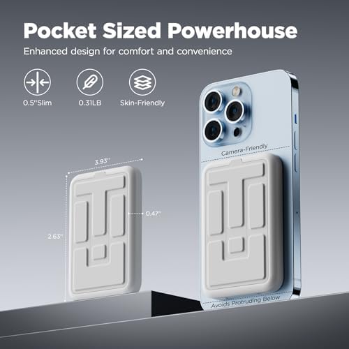 Sanag 5 K Magnetic Wireless Portable Charger – 10,000 m Ah Slim Power Bank for Fast Charging i Phone 15/14/13/12 Pro Max and Android Devices – Effortless On-the-Go Power with USB-C Cable and Enhanced Compatibility