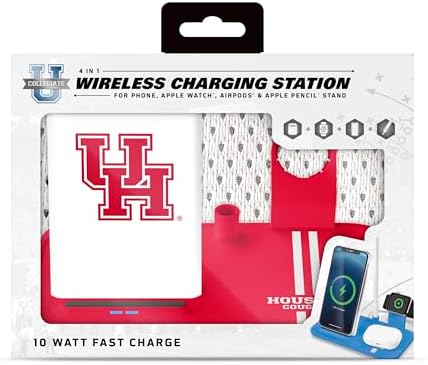 SOAR NCAA 4-in-1 Wireless Charging Docking Station: Rapid Charge Solution for i Phone, Apple Watch, Air Pods & Apple Pencil – Official NCAA Design for Ultimate Fan Experience and Device Compatibility