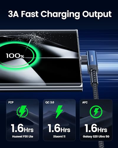 10 ft Braided USB to USB C Cable (2 Pack) – 90 Degree Right Angle Fast Charging Cord for i Phone 16/15 Series, Samsung Galaxy S10/S10+, LG V30, Nintendo Switch – Ultimate Durability and Flexible Connectivity