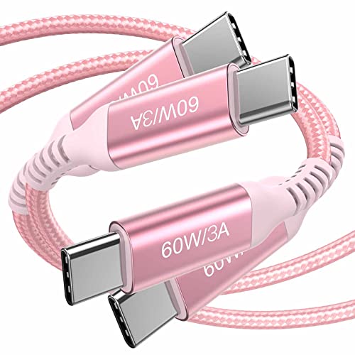 Awnuwuy 60 W USB C to USB C Charger Cable 15 ft – Fast Charging & Data Transfer for i Phone 15, Samsung Galaxy S23, Pixel 7, Mac Book – 2 Pack of Durable, High-Performance Type-C Cords for Ultimate Versatility and Connectivity