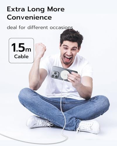 Dual Pack 15 W Magnetic Wireless Charging Pads – Fast, Efficient Mag Safe Compatible Chargers for i Phone 16/15/14/13/12 Series – Safe & Secure Charging Solution with Extra-Long Cable and FCC/CE Certification for Optimal Performance