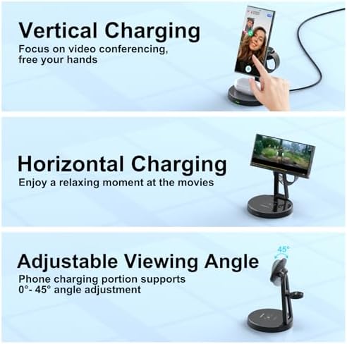 3-in-1 Wireless Charging Station for Samsung and Apple – Enhanced Fast Charging for Galaxy Watch 7/6/5, Air Pods & i Phone 15/14/13/12 – Magnetic Alignment and Versatile Design for Efficient Power Management – Perfect for Home, Office, and Travel – Comprehensive Safety Features Included – Ideal for Neat and Organized Charging Solutions