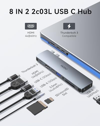 Unlock Your Mac Book’s Full Potential with the Premium 8-in-2 USB C Hub HDMI Adapter – Ultimate Thunderbolt 3 & 10 G USB Data Ports, Stunning 4 K Output, and Sleek Compact Design for 2018-2025 Mac Book Pro & Air Models – Effortless Connectivity, Fast Transfers, and Seamless Streaming for Professionals on the Go!