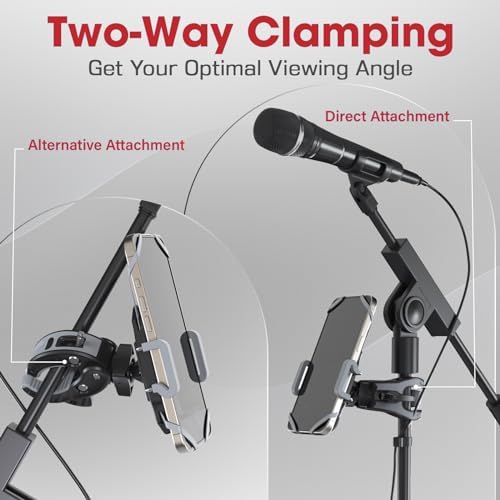 CR-30 Adjustable Clip Mic Stand Phone Holder – Ultimate Versatile Mount for i Phone, Samsung, Pixel & All Smartphones – Perfect for Musicians, Podcasters & Creators – Lightweight, Portable Design with Superior Stability in Chic Grey Finish – Revolutionize Your Recording & Streaming Experience with Unmatched Convenience and Performance