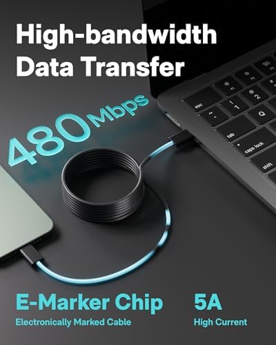 HOTO 100 W Ga N USB-C Charger: Ultra-Compact 3-Port Fast Charging Hub with Foldable Design – Perfect for Mac Book Pro, i Pad Pro, i Phone, Galaxy S24 Series – Includes 4.92 ft USB-C Cable for Efficient Multi-Device Powering and Ultimate Portability