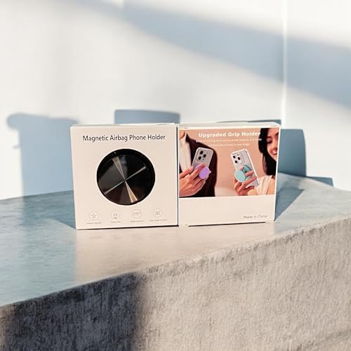 Ultimate Sleek Gray Magnetic Phone Grip & Kickstand – Enhanced One-Handed Use for Mag Safe, i Phone & Samsung Devices with Universal Adapter – Ergonomic Design for Secure Hold & Effortless Hands-Free Viewing