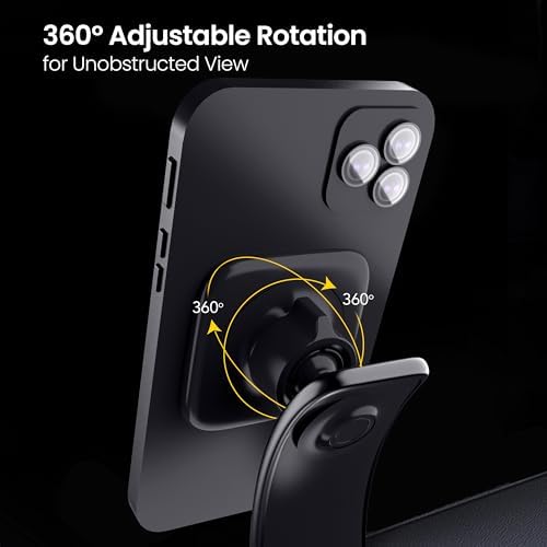 Aetos Mag Safe Car Mount: Ultimate 360° Rotatable Phone Holder for i Phone 15/14/13/12 Pro/Plus/Max & Android Devices – Adjustable Alloy Arm for Custom Positioning, Sleek Modern Design Enhances Vehicle Aesthetics, Effortless Hands-Free Navigation & Calls, Durable Yet Lightweight for Everyday Use – Elevate Safety and Convenience on the Road