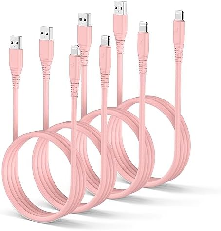 4 Pack 3 ft Apple MFi Certified Lightning to USB Charging Cables – Fast, Durable, and Tangle-Free Cords for i Phone 14/14 Max/13/13 Pro Max/12 Mini/11/11 Pro/XS/XR/8/7/6 s/5 S and i Pad – Reliable Performance for Home, Office, and Travel