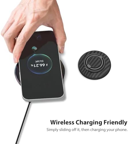 Revolutionary Mag Safe Magnetic Phone Grip and Kickstand – Sleek Black Weave Ring Holder for Ultimate Hands-Free Convenience and Effortless Wireless Charging – Dual Functionality for Enhanced Security and Stability, Perfect for i Phone Users on the Go