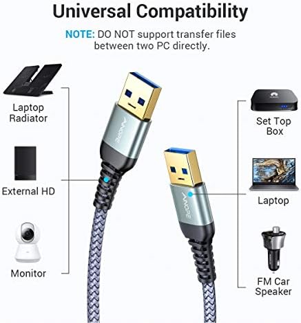 High-Speed AINOPE 2-Pack USB 3.0 A to A Male Cable – 6.6 FT Durable Male-to-Male Connection for KVM Switch, External Hard Drives, Laptops & TVs – Reliable Data Transfer Up to 5 Gbps for Enhanced Productivity and Versatile Use