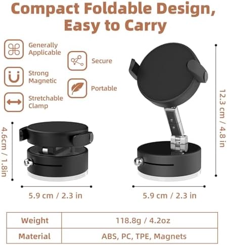 SEVENKA 360-Degree Magnetic Car Phone Holder: Universal Adjustable Mount for Hands-Free Navigation with Secure Windshield Suction – Compatible with i Phone & Samsung for Enhanced Road Safety and Optimal Viewing Angles