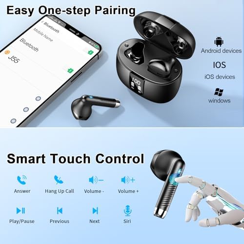 Ultimate Freedom: 2024 Bluetooth V5.4 Noise Cancelling Wireless Earbuds with IP7 Waterproofing, 40-Hour Battery Life, Dual LED Display, and Enhanced Call Clarity for Android/i OS – Chic Green Design for Active Lifestyle