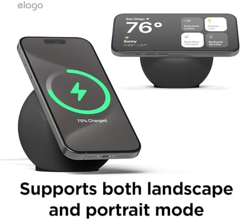 elago MS2 Charging Stand Compatible with MagSafe Charger – Premium Silicone, Compatible with iPhone 16/15/14/13/12 Series, Designed for MagSafe Stand [Black] [Charging Cable Not Included] – Enhanced Compatibility and Speed