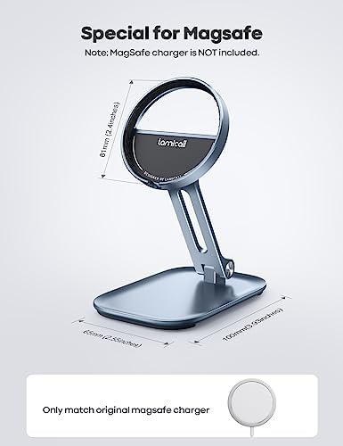 Lamicall Phone Stand for Apple 15W MagSafe Charger – Collasple Adjustable Charging Holder Dock Cradle for Desk, Compatible with Airpods, iPhone 16 15 14 13 12 Plus, Pro, Pro Max, Grey [Stand Only] – Enhanced Compatibility and Speed