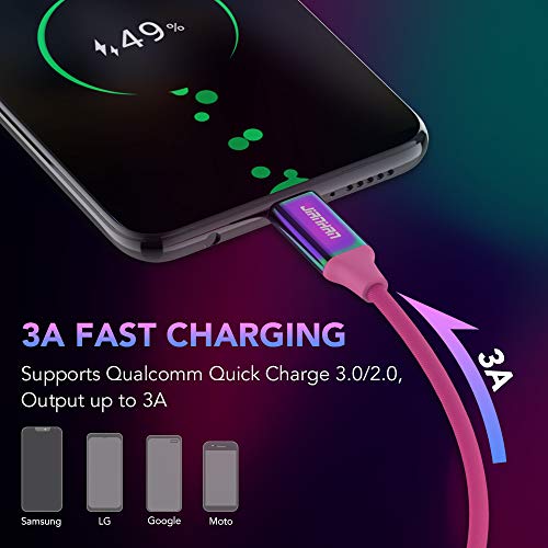 USB C Cable 3-Pack [10ft+6.6ft+3.3ft] USB A to Type C Cable Fast Charging Colourful Rainbow Braided USB C Charging Cord for Samsung Galaxy S22 S21 S20 S10 S10e S9 Plus S8 Note 10 9 8 A5 A7 LG – Enhanced Compatibility and Speed
