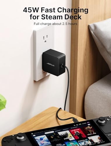 JSAUX 45 W USB C Charger with 5 FT PD 3.0 Cable – Ultimate Fast Charging Solution for Steam Deck, OLED Switch, Mac Book & More – Optimal Power Delivery for i Phone 16/15, Samsung Galaxy S25/S24/S23/S22, i Pad, Pixel Devices – Compact, Durable, and Universally Compatible Charging Accessory