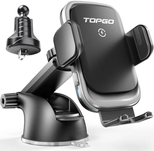 TOPGO Adjustable Car Cup Phone Holder – Secure, No-Wobble Smartphone Mount for i Phone 16 & 4.0-7.0 Inch Devices – Enhance Driving Safety with Optimal Visibility and Easy Access – Sleek Black Design for Any Vehicle