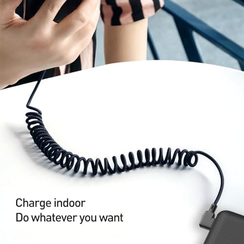 AICase 90 Degree Coiled Lightning Cable – 6 ft Flexible Nylon Charging Cord with Right Angle Design for Enhanced Gaming Experience, LED Indicator for Fast Charge & Data Syncing, Compatible with i Phone XS/XS Max/XR/X/8/8 Plus/7/7 Plus, i Pad Pro & More