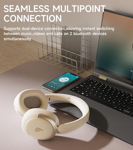 Atom Max Hybrid Active Noise Cancelling Over-Ear Headphones – Ultimate Comfort and Superior Hi-Res Audio Experience with 45-Hour Battery Life, Quick Recharge, Customizable Sound Profiles via Intuitive App, Lightweight Foldable Design, Luxurious Earpads in Elegant Black – Perfect for Travel, Work, or Home Listening