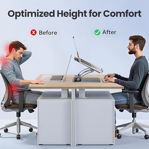 Transform Your Workspace with the Tounee Ergonomic Laptop Stand & USB-C Hub – Fast 100 W Charging, 4 K@60 Hz HDMI Output, 3 USB Ports for Effortless Device Connectivity – Ideal for 10-17″ Laptops & Mac Book in Stylish Gray Finish