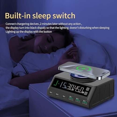 Power Up Your Devices with the 110 W USB C Multi-Device Charging Station – 6-Port Ga N Charger with Magnetic Wireless Dock for i Phone, i Pad, Samsung, Laptops & More – Sleek Black Design for Ultimate Space Efficiency and Versatile Compatibility