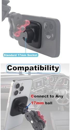 Revolutionize Your Drive with the 17 mm Mag Safe-Compatible Magnetic Phone Mount Base – Secure 0.67″ Ball Socket Cradle for Effortless Hands-Free Navigation and Calls, Sleek Square Design for Ultimate Durability and Style