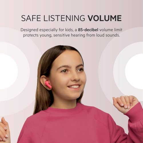 Belkin Soundform Nano Kids Bluetooth Earbuds – Stylish Blue Design with 85 d B Volume Limiting for Safe Listening, 24-Hour Battery Life, Integrated Microphone for Online Learning and Calls, Compatible with i Phone, i Pad, Galaxy & More – Comfort Meets Durability for Young Audiophiles