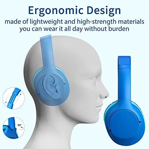 Volume-Limited Over-Ear Kids Headphones – Safe 94 d B Design for Ear Protection – Ultra-Lightweight & Foldable – Perfect for School, Gaming, and Daily Adventures – Trendy Blue Color Compatible with Tablets, PCs, and Smartphones