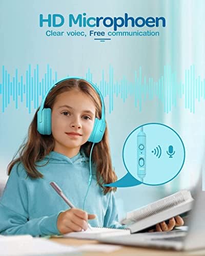 Premium Volume-Limiting Kids Wired Headphones with Microphone – Ultimate Hearing Protection at 85/94 d B – Foldable On-Ear Design for Effortless Travel – Perfect for Learning, Gaming, and Entertainment – Universal 3.5 mm Compatibility for All Devices