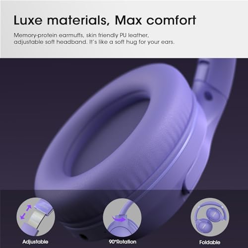 Premium Bluetooth Over-Ear Headphones with 80-Hour Playtime, Custom EQ Settings, and Enhanced Noise-Cancellation Microphone for Superior Call Clarity – Foldable Wireless Headset Ideal for Travel, Gym, Office, and Home Enjoyment with Rich Deep Bass and Unmatched Comfort