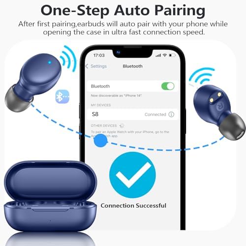 Ultra-Lightweight MOZOTER S8 Mini Wireless Earbuds – Bluetooth 5.3 Headphones with 60 Hours Playtime, Deep Bass Performance, Sweat-Resistant Design in Trendy Purple, Optimal Comfort for Sports & Daily Use