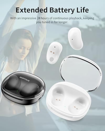EARTOUS Bluetooth 5.3 Wireless Earbuds – Lightweight Stereo Headphones with 24-Hour Playtime, Ergonomic Comfort, and Superior Microphone Clarity for Seamless Work, Sleep, and Active Lifestyles