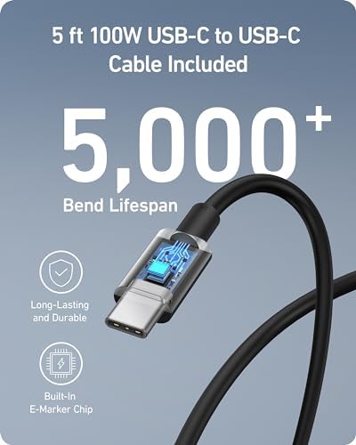 Anker Nano 100 W Ga N II USB-C Charger – Compact 3-Port Fast Charging Solution for Mac Book Pro, i Pad Pro, i Phone 16, Galaxy S23 & More – Award-Winning Fast Power with 5 ft Durable Cable – Simultaneous Device Charging, Enhanced Compatibility & Superior Efficiency