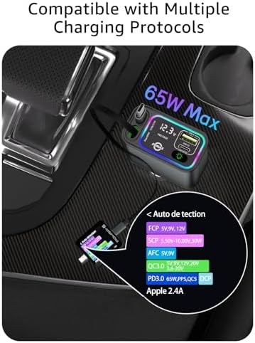Ultimate 145 W Retractable USB C Car Charger – Fast Charging Solution with Dual Cables & Extra USB Ports for Seamless Compatibility with i Phone 16/15, Samsung S25/24/23/22, Pixel 9/8/7 – Stylish, Compact Design for On-the-Go Power Management