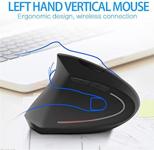 Ergonomic Left-Handed Wireless Mouse – Rechargeable 2.4 G Vertical Design with 6 Customizable Buttons and 3 Adjustable DPI (800/1200/1600) for Superior Comfort and Enhanced Productivity on PC and Laptop