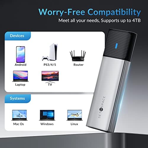 Tool-Free M.2 SSD Enclosure for NVMe & SATA Drives – Ultra-Fast USB C/USB A Adapter with 11.81-Inch Cable, Compact Aluminum Design for Enhanced Heat Dissipation and Compatibility with M-Key/B+M Key – Ideal for Gamers and Content Creators