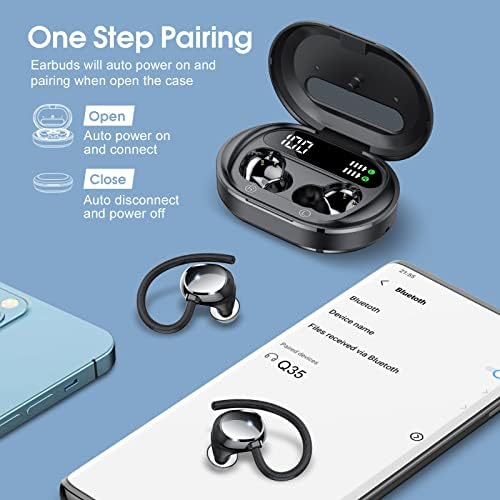 Rose Gold Bluetooth 5.3 Wireless Earbuds – Experience Premium Hi-Fi Stereo Sound with 30 Hours Playtime, Secure In-Ear Hooks for Active Lifestyles, and Dual LED Battery Indicator – Ideal for Sports, Hands-Free Calls, and Fast Type-C Charging – Upgrade Your Sound Journey Now!