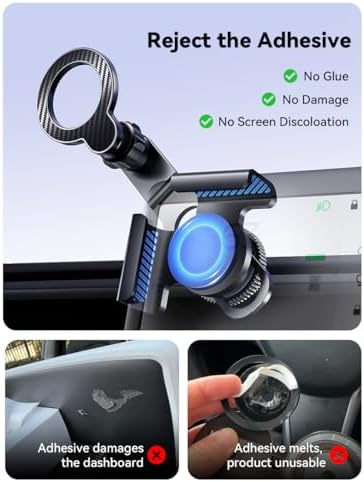 Nycetek Magnetic Car Phone Mount for Tesla – Ultimate 2025 Upgrade for Model 3, Y & Cybertruck – No Glue Installation, Universal Fit for i Phone & Android – Secure, Stylish, and Convenient Driving Companion