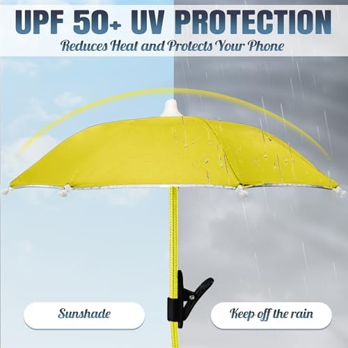 Smartphone Sunshade – Clip-On UV Protection Umbrella for Phones, Universal Fit Outdoor Accessory, Lightweight & Portable Sun Shield in Bright Yellow – Enhance Comfort & Visibility on Sunny Days