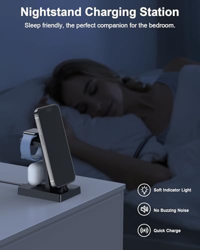 30 W Ultra-Fast 3-in-1 Charging Station for Apple Devices – ADADPU Multi-Device Charger Dock for i Phone 14/13/12/11 Pro, Apple Watch Series 8/7/6/5/4/3/2/SE & Air Pods – Sleek, Space-Saving Design with Advanced Safety Features for Efficient Power Management