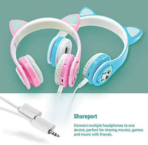 Vibrant Purple Wireless Bluetooth Headphones for Kids with LED Lights – Safe 85 d B Volume Control, Music Sharing Fun, and Long Battery Life – Perfect Over-Ear Headphones for Boys and Girls to Enjoy Music and Learning on the Go