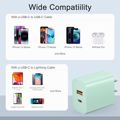 Compact 20 W USB C Wall Charger Set – Fast Charging 4-Pack in Stylish Purple for i Phone 16, Samsung, and Android Devices – Ultimate Portability and Efficiency for On-the-Go Power Needs
