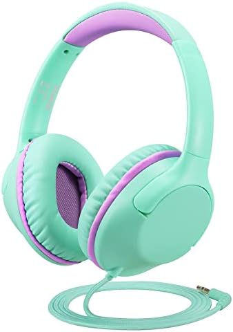 Volume-Limited Over-Ear Kids Headphones – Safe 94 d B Design for Ear Protection – Ultra-Lightweight & Foldable – Perfect for School, Gaming, and Daily Adventures – Trendy Blue Color Compatible with Tablets, PCs, and Smartphones