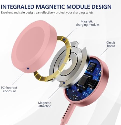 Premium 5 W Fast Charging USB C Cable for Apple Watch – 6 ft Magnetic Charger, MFi Certified, Compatible with Series SE2/8/7 & All Sizes 38 mm to 45 mm – Reliable & Efficient Power Solution for On-the-Go Users