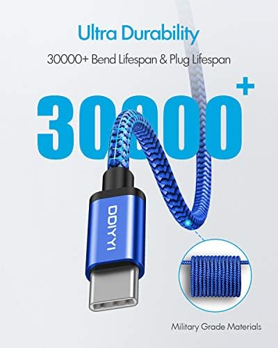 USB Type C Cable 5Pack (3/3/6/6/10FT), Nylon Braided USB C Cable Fast Charger Cord for iPhone 16/15, Samsung Galaxy S24 S23, LG V30 V20 G5 G6, PS5, Google Pixel, Redmi, HTC – Enhanced Compatibility and Speed
