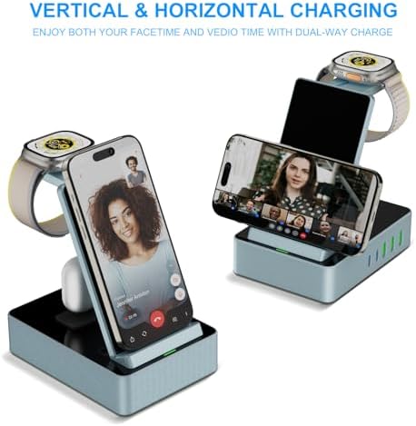 Power Up Your Workspace with the 100 W Aluminum Alloy 8-in-1 Wireless Charging Station – Fast USB-C Dock for i Phone, i Watch & Air Pods Pro – Sleek, Durable Design for Multi-Device Efficiency