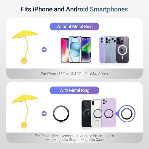 Magnetic Cell Phone Umbrella for Sun,Universal Cute Phone Sunshade Shield Cover with 360°Adjustable & Rotatable Phone Ring,Outdoor Anti-reflective Phone Sun Visor for Magsafe Cell Phone/Android/Kindle – Enhanced Compatibility and Speed