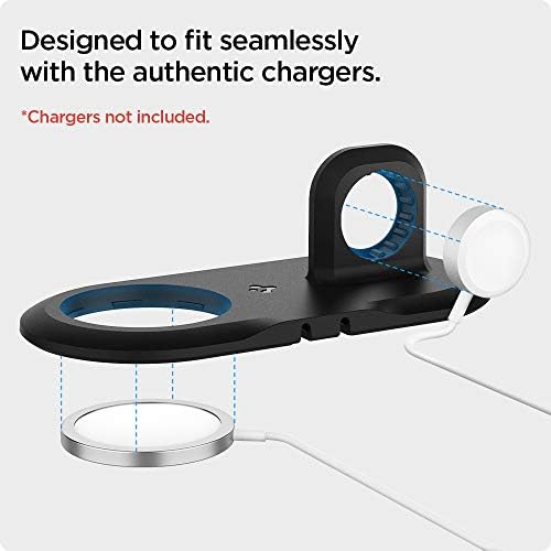 Spigen Mag Fit Duo: Dual Mag Safe Charger Stand for i Phone 16/15/14/13/12, Apple Watch & Air Pods – Fast Charging Pad in Sleek White Finish for Enhanced Device Compatibility and Efficiency