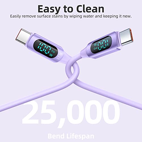 Ultra-Fast 100 W USB C to USB C Cable 2-Pack – 6.6 FT Silicone Charging Cables with LED Display for Samsung Galaxy Z Flip5, Fold5, Flip4, Fold4 – High-Speed 5 A Power Delivery, Enhanced Durability, and Compatibility for All Your Devices